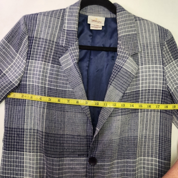 🔆Vintage Worthington Blue & White Plaid Blazer Size 6 - Picture 10 of 11